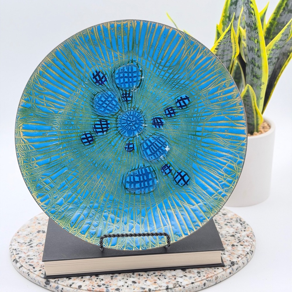 1960s Vintage Annemarie Davidson Enamel on Copper Tray Jewels Series MCM 12"